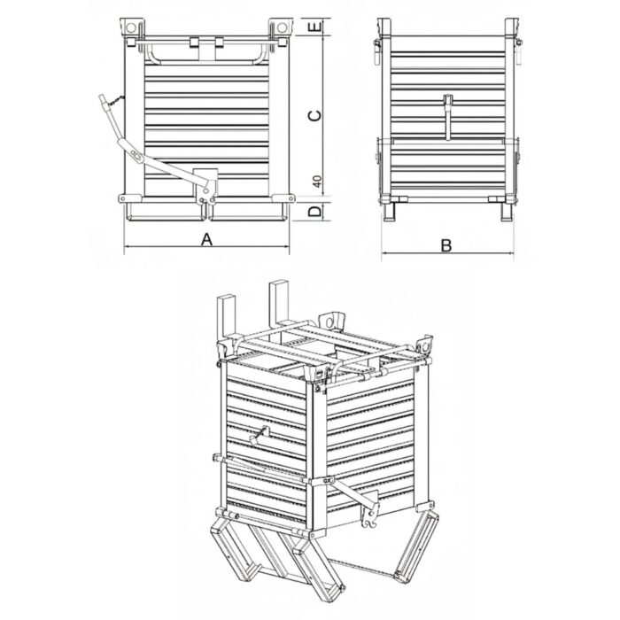 Contenitore con Fondo Apribile, Doppio Fondello 1000 x 800 x 1250 mm - immagine 2