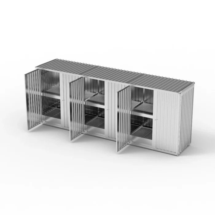 Container Modulare 3 Moduli con Vasca di Raccolta 4050 L per 12 IBC con Porte Battenti - immagine 1