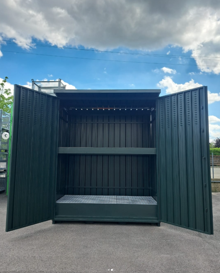 Container Modulare con Vasca di Raccolta 1350 L per 4 Ibc con Porte Battenti - immagine 3