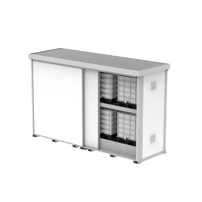 Container Coibentato EI-REI 120 a Due Ripiani Con Vasca di Raccolta 2900 L per Sicurezza Antincendio - immagine 1