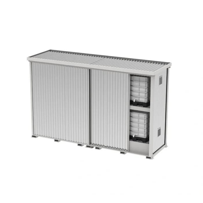 Container Monoblocco con Vasca di Raccolta 2050L per 6 IBC e Porte Scorrevoli - immagine 1