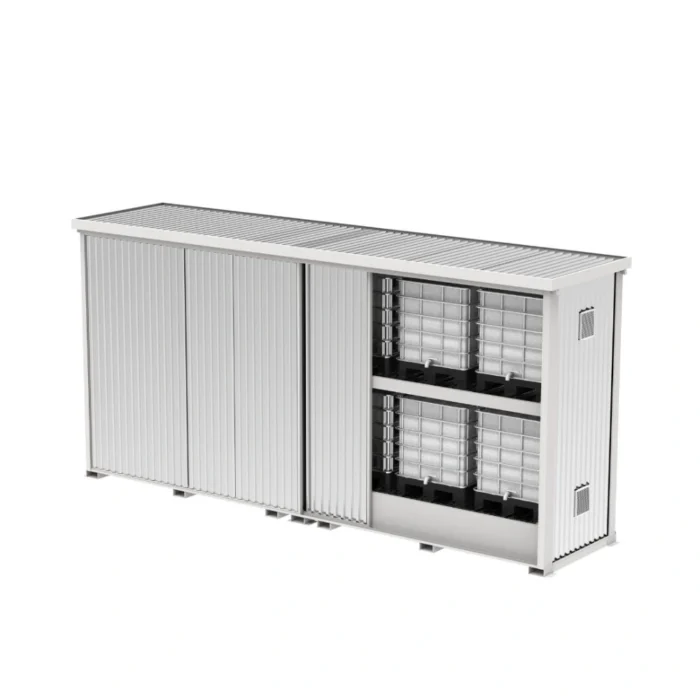 Container Monoblocco con Vasca di Raccolta 2900 L per 8 IBC e Porte Scorrevoli - immagine 1