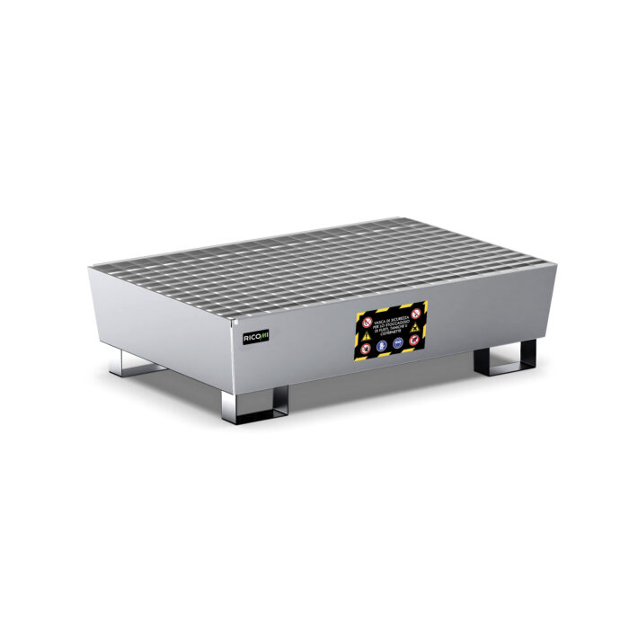 Vasca Raccolta Conica in Lamiera Zincata per 2 Fusti da 200L - immagine 1