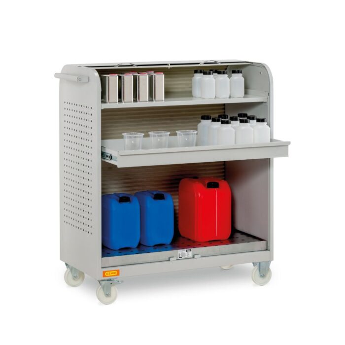 Carrello per Stoccaggio Taniche e Liquidi Pericolosi con Serrandina - immagine 2