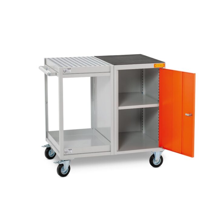 Carrello con Vasca di Raccolta e Vano ad Anta per Laboratori - immagine 2