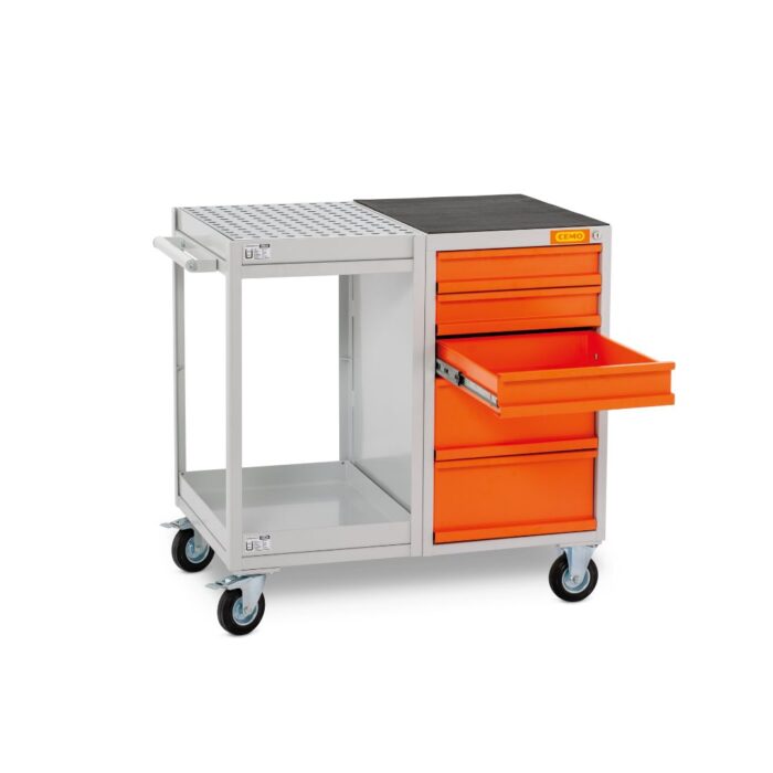 Carrello con Vasca di Raccolta e Cassetti per Laboratori - immagine 2