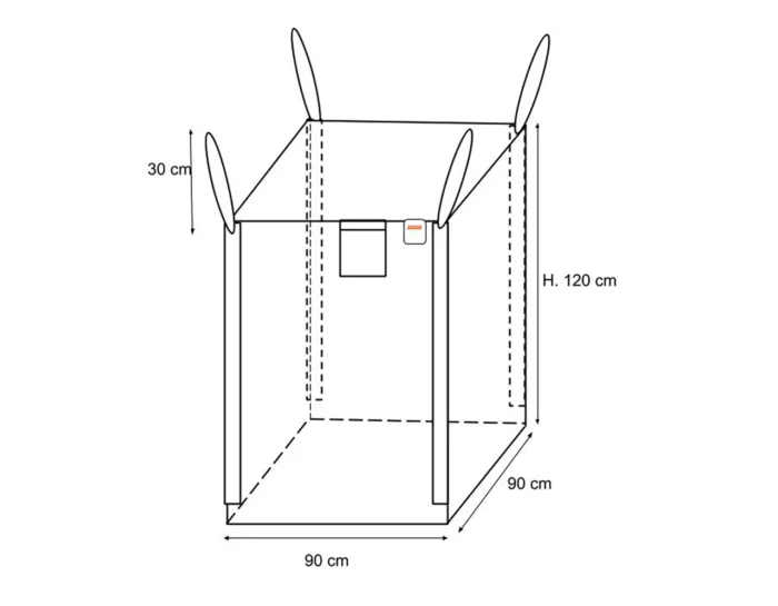 bbtgm1 Big Bag Aperto Senza Chiusura a Caramella 90×90×120 - Portata 1000 Kg - immagine 1