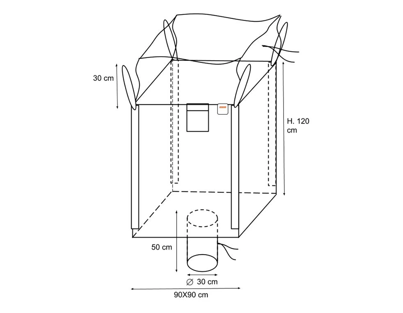 bbttxk1 Big Bag con Liner e Valvola di Scarico 90×90×120 - Portata 1500 Kg - immagine 1