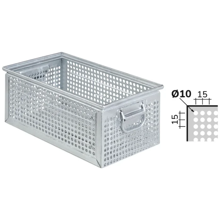 FLA65150A99-1 Cassetta in Metallo Forata, Foro 10 mm Mis. 272-4, L480 x P315 x H200 - immagine 1