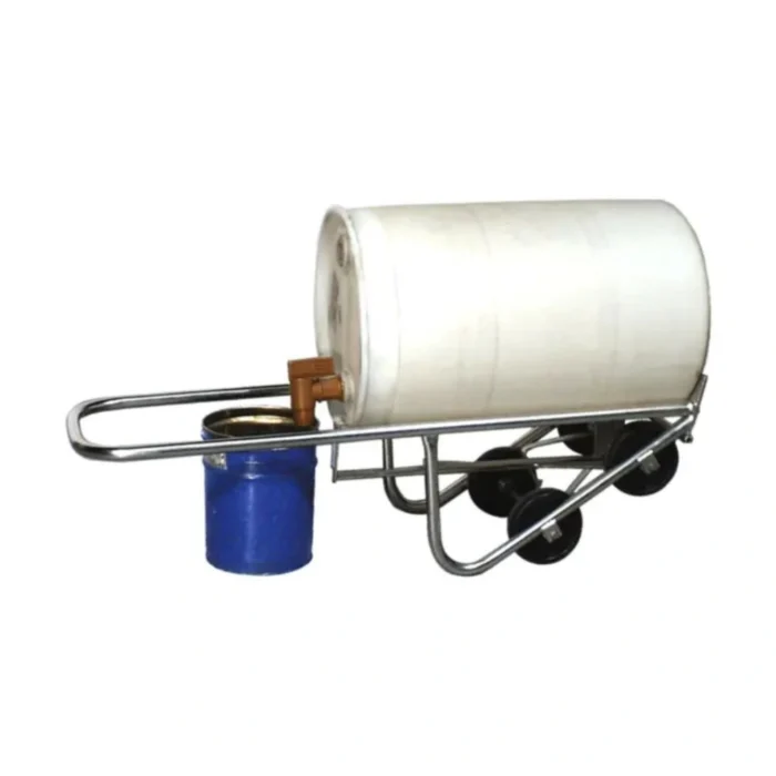 Carrello Manuale per Trasporto e Travaso Fusti in Acciaio Inox - immagine 2