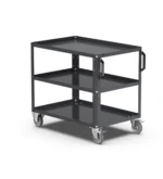 Carrello per officina a 3 ripiani con bordo rialzato, portata 330 kg